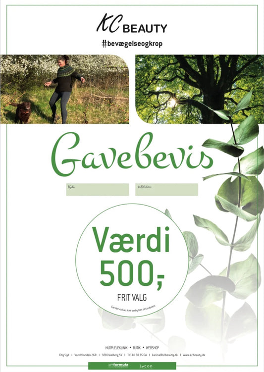 Gavekort værdi 500,- (print selv)