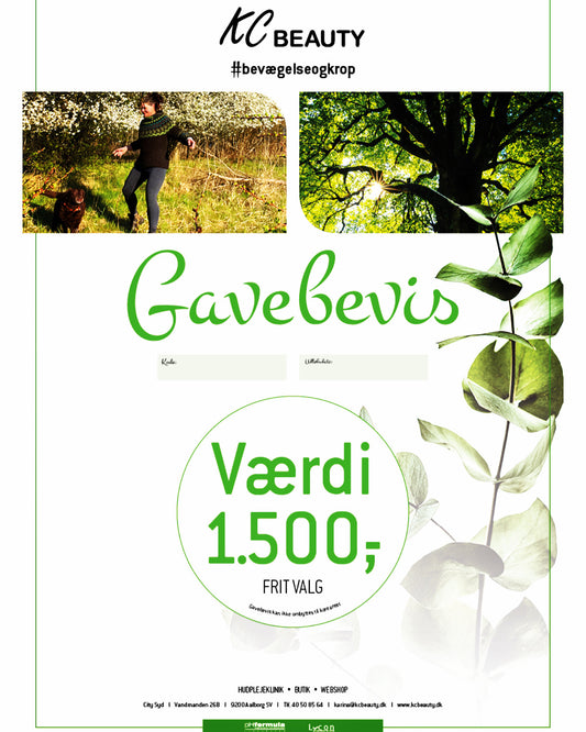 Gavekort værdi 1500.- (print selv)